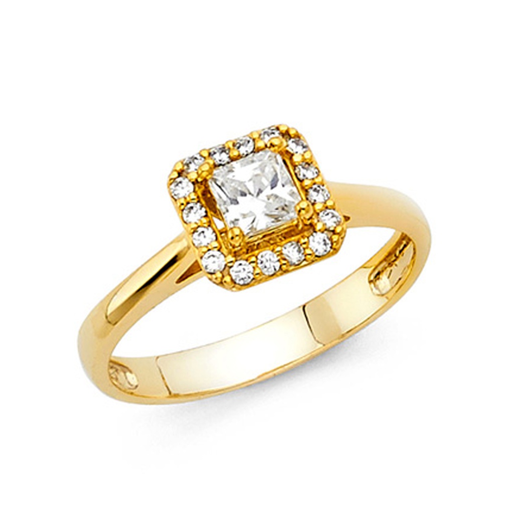 Square Halo Cathedral With Bridge Accent Cz Ring 714$